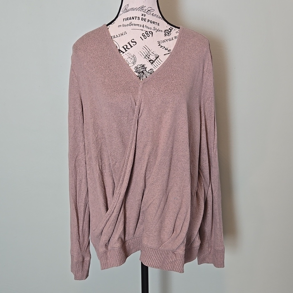 Taupe V-Neck Sweater - Picture 1 of 6